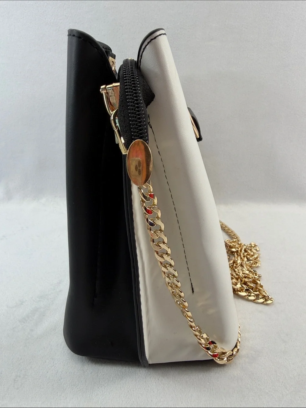 Nevenka PU Leather Top Handle Portrait Print Gold Chain Crossbody Detachable - Picture 6 of 9
